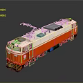 Red And White Electrical Locomotive With Classic Design Front Detail And Reflective Surface