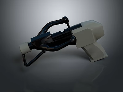 Modern Futuristic Weapon Design With White And Black Body Grip And Barrel 3d model