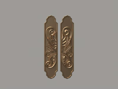 Chinese wardrobe carved copper handle 3d model