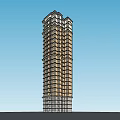 Modern Tall Building With Multiple Floors And Large Windows Against Blue Sky