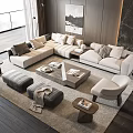 Modern Minotti Sofa Coffee Table Combination 3d model
