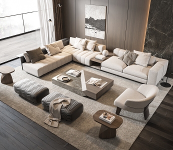 Modern Minotti Sofa Coffee Table Combination 3d model