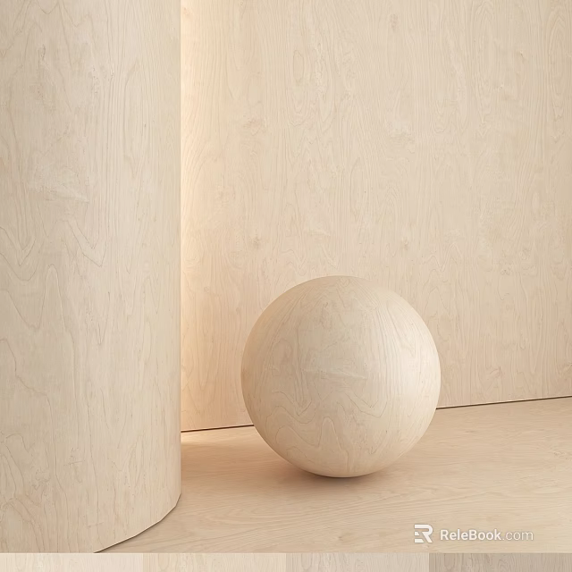 Light Colored Wooden Components Including Sphere And Pillar With Natural Texture 3d model