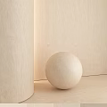 Light Colored Wooden Components Including Sphere And Pillar With Natural Texture 3d model