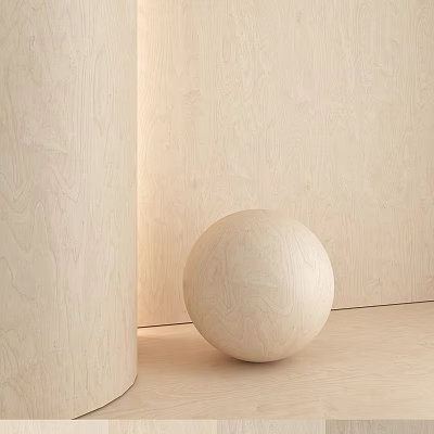 Light Colored Wooden Components Including Sphere And Pillar With Natural Texture 3d model