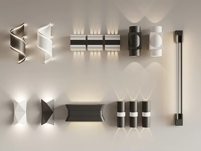 Modern Contemporary Wall Lamps With Geometric Shapes Sleek Lines And Black White Design 3d model