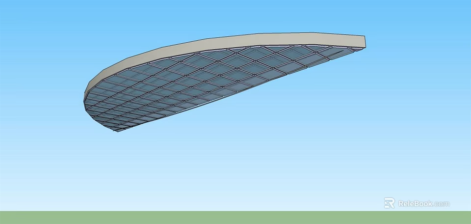 Modern Curved Canopy With Grid Design For Outdoor Sun Shade 3d model 