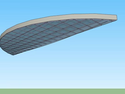 Modern Curved Canopy With Grid Design For Outdoor Sun Shade 3d model