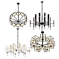 Modern Chandelier Collection Featuring Geometric Cubes Spherical Shapes And Multi Arm Structures 3d model