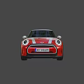 Modern Red Mini Two Door Compact Car With White Roof And Round Headlights Design
