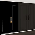 Double Dark Modern Security Doors With Gold Trim And Solid Frame Design 3d model