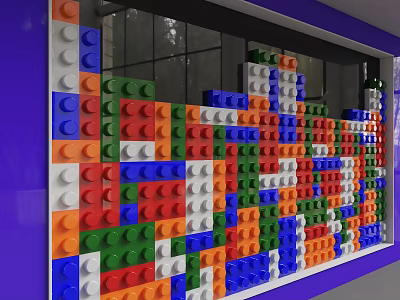 Colorful Building Block Decorative Background Wall With Vibrant Multicolored Bricks And Geometric Design 3d model