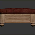 Elegant Wooden Frame Stool With Red Tufted Upholstered Cushion Classic Design