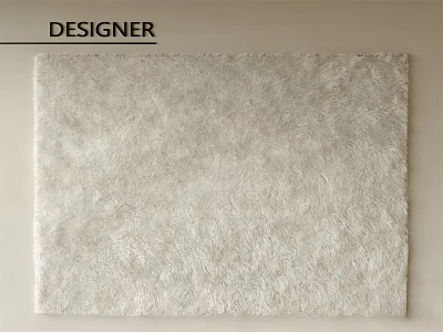 Designer Square Rug With Plush Light Beige Texture For Living Room Interior 3d model