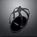 The Helmet Shaped Weapon with Gray Straps Purple Lining and Tactical Design