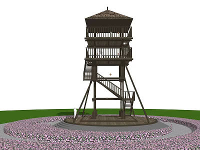 Modern Watchtower Flower Sea Watchtower 3d model