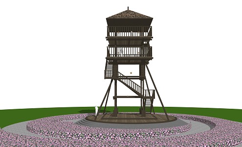 Modern Watchtower Flower Sea Watchtower 3d model