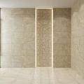 Neutral Wall Tile Components With Central Mosaic Strip And Smooth Surface Design 3d model