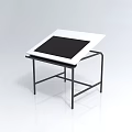 Modern Coffee Table With Black Square Top And White Frame Design 3d model