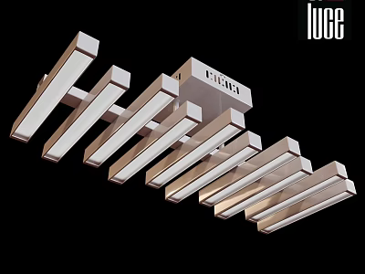 Modern Multiple Strip Ceiling Light with Sleek Metal Frame and Bright Illumination 3d model