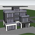 Modern Detached Villa Exterior Featuring Large Windows Balconies And Lush Greenery