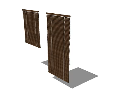 Brown Vertical Window Blinds With Wooden Slats For Home Interior Decor 3d model