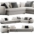 Modern Sectional Sofa With Gray Black White Pillows And Fabric Upholstery