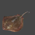 Brown Flat Body Stingray Game Movie Character With Long Tail And Gray Background