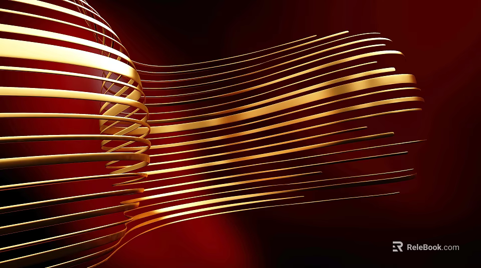 Innovative Commercial Equipment Design with Golden Spiral Lines and Deep Red Background 3d model 