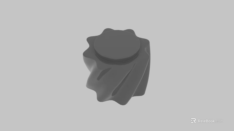 3D Rendered Gray Knob With Wavy Edges And Grooved Surface Design 3d model 