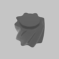 3D Rendered Gray Knob With Wavy Edges And Grooved Surface Design