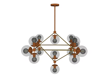 Modern Chandelier with Multiple Glass Globe Bulbs and Metal Frame for Contemporary Interior 3d model