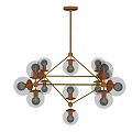 Modern Chandelier with Multiple Glass Globe Bulbs and Metal Frame for Contemporary Interior