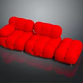 Modern Red Modular Sofa With Rounded Cushions And Stylish Design 3d model