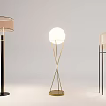 Contemporary Floor Lamps Featuring Varied Styles Black Gold Accents and Transparent Shades