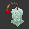 Green Jade Pendant With Red Tassel Colorful Beads And Intricate Carved Patterns