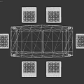 Gray Rectangular Table With Six Woven Design Chairs Modern Furniture Set