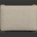 Traditional Decorative Stool With Beige Upholstered Seat Red Panels Green Patterns And Carved Legs