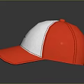 Red And White Baseball Cap With Green Logo And Contrast Stitching Design