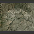 Natural Landscape Topographic Map With Mountain Ranges River Networks And Terrain Texture