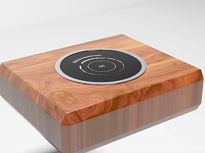 Modern Circular Kitchen Appliance With Wooden Base And Heating Surface 3d model