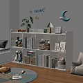 Kids Room Storage Shelf With Toys Books Photo Frames Plant And Decorations