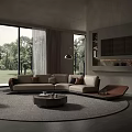 Modern Spacious Multi Person Sectional Leather Sofa In Bright Luxury Contemporary Living Room Interior