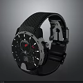 Modern Mechanical Watch With Carbon Fiber Strap Metallic Case And Transparent Dial
