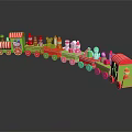 Electric Toy Train With Multiple Green and Red Carriages And Santa Claus Figures
