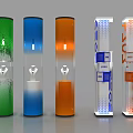 Colorful Public Information Columns With Interactive Display For Event Info And Map In Public Area