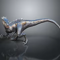3D Rendered Dinosaur Model With Metallic Texture Spiked Back And Standing Pose