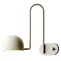 Elegant Modern Wall Lamp With Curved Arm And Hemispherical Shade Design 3d model
