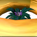 Potted Indoor Plant With Purple Flower And Green Leaves Featuring Purple Stripes