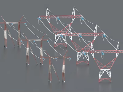 Industrial Transmission Towers For Electric Power Transmission With Metal Frame Structures 3d model